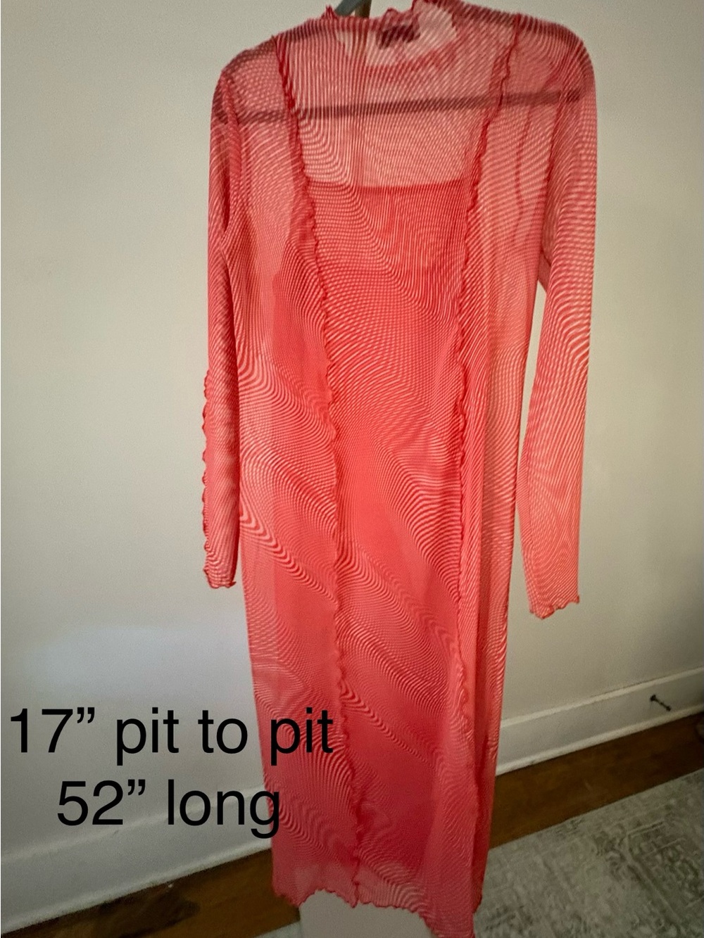 & Other Stories Coral Pink Sheer Striped Top